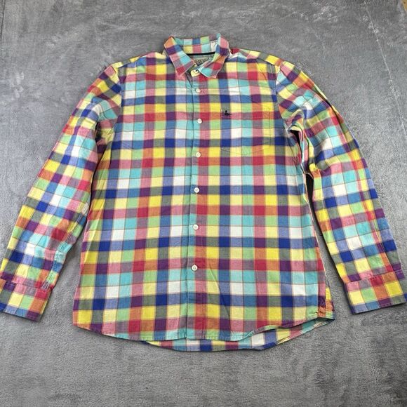 Jack Wills Shirt Mens Medium Multicolor Plaid England Long Sleeve Button Up Logo - Picture 2 of 13